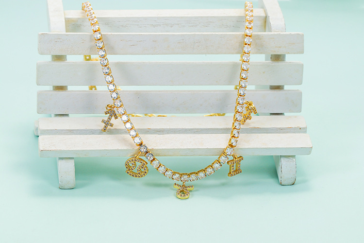 Pendant Necklace Simple Diamond Zircon 12 Constellation Clavicle Chain