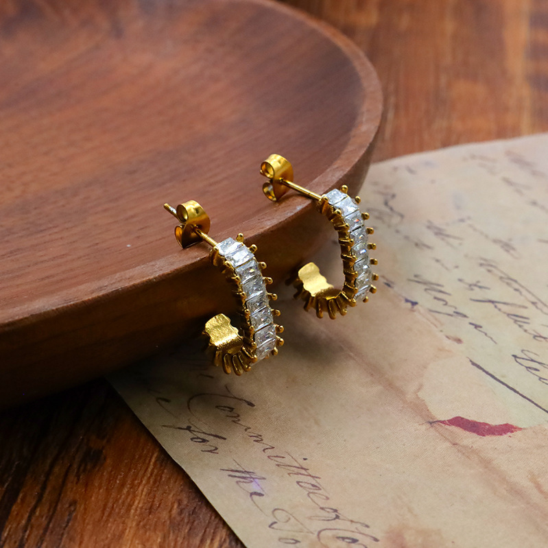 Real Gold Plated Solid Color 304 Stainless Steel Vacation Classic Style Waterproof Non Tarnish Ear Studs