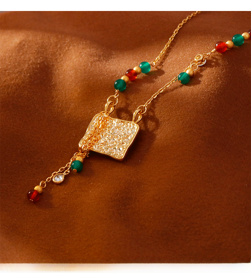 New Chinese Style Original Design Pendant Necklace Lapis Lazuli Zircon Light Luxury High-End Feeling Fashion Jewelry Accessories