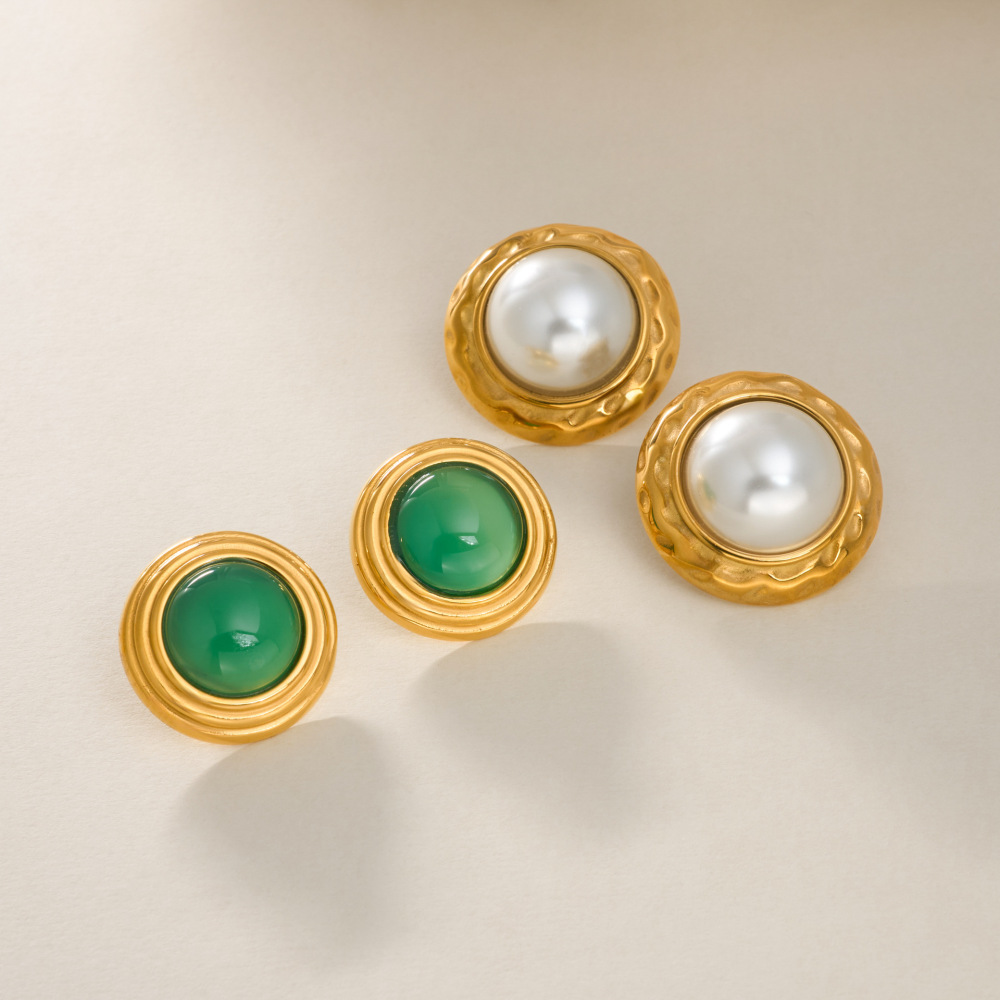 Fashionable Vintage Bohemian Pearl Earrings Titanium Steel Plated With 18K Gold Geometric Pattern Unisex Jewelry Accessories