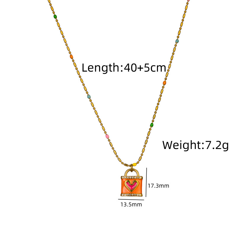 Vintage European And American Style Unisex Heart Lock Pendant Necklace Luxurious Lightweight Vacuum Electroplated Elegant 304 Stainless Steel Jewelry Accessories
