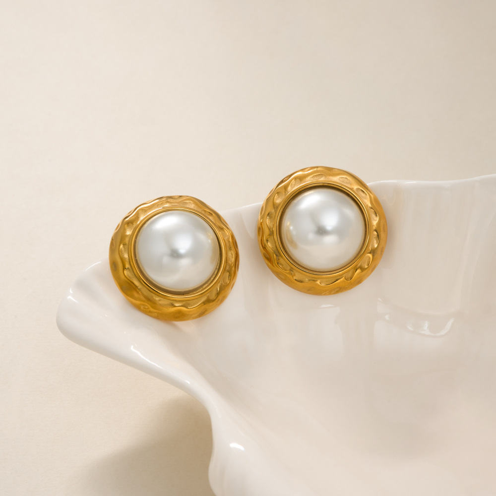 Fashionable Vintage Bohemian Pearl Earrings Titanium Steel Plated With 18K Gold Geometric Pattern Unisex Jewelry Accessories