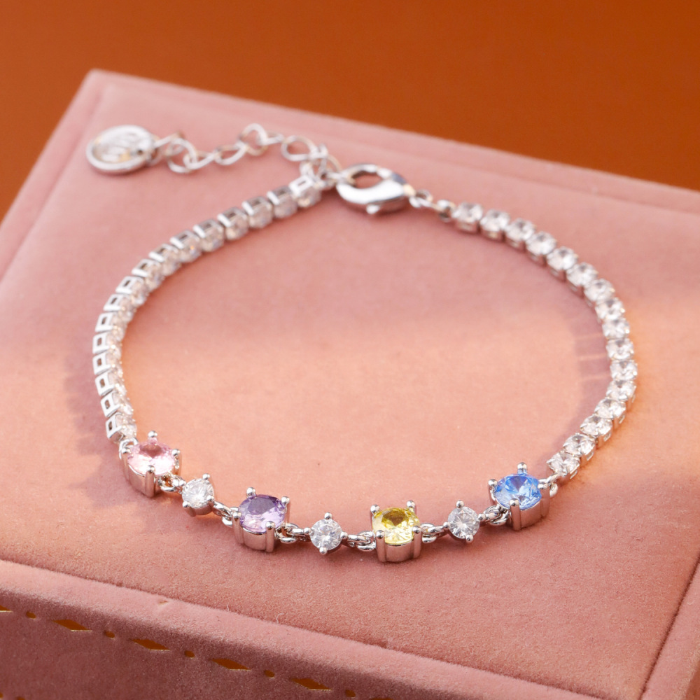 Original Design Fashion Luxury Colorful Zircon Bracelet Versatile Sweet New Style Business Match Accessories Women's Jewelry