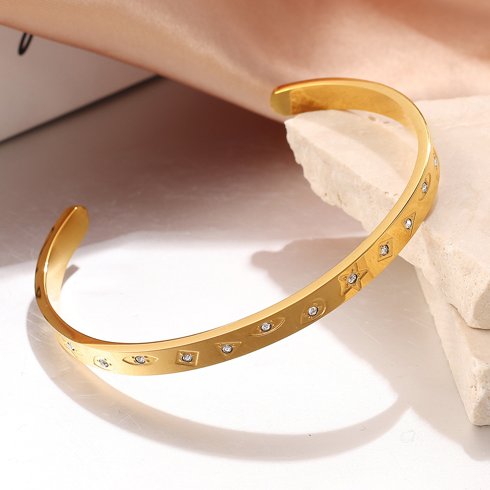 Conch Shell Ocean Animal Star Moon Inlaid With Diamonds 304 Stainless Steel 18K Gold Plated Vacuum Electroplating (Furnace) Women's Bracelet