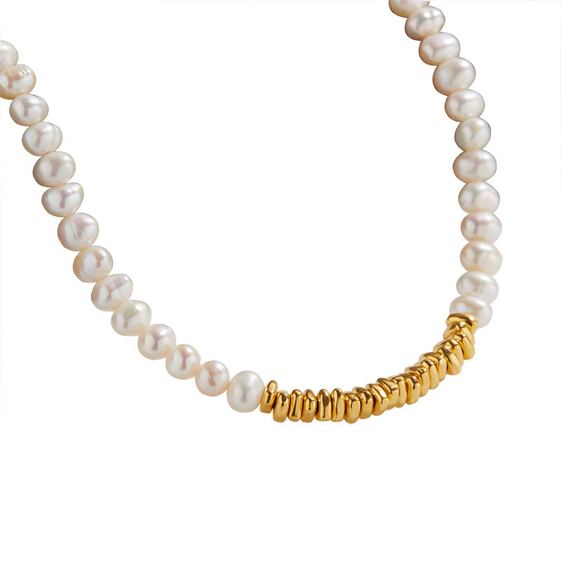Cute Sweet Geometric Color Block Freshwater Pearl Sterling Silver Handmade Women's Necklace