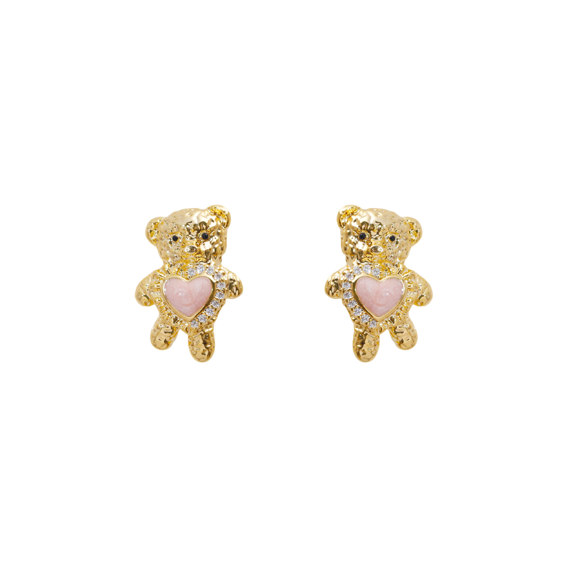 Delicate Bear Design Earrings With Zircon Heart Commuter Sweet Cute Style New Arrival Fashionable Women's Jewelry Accessories