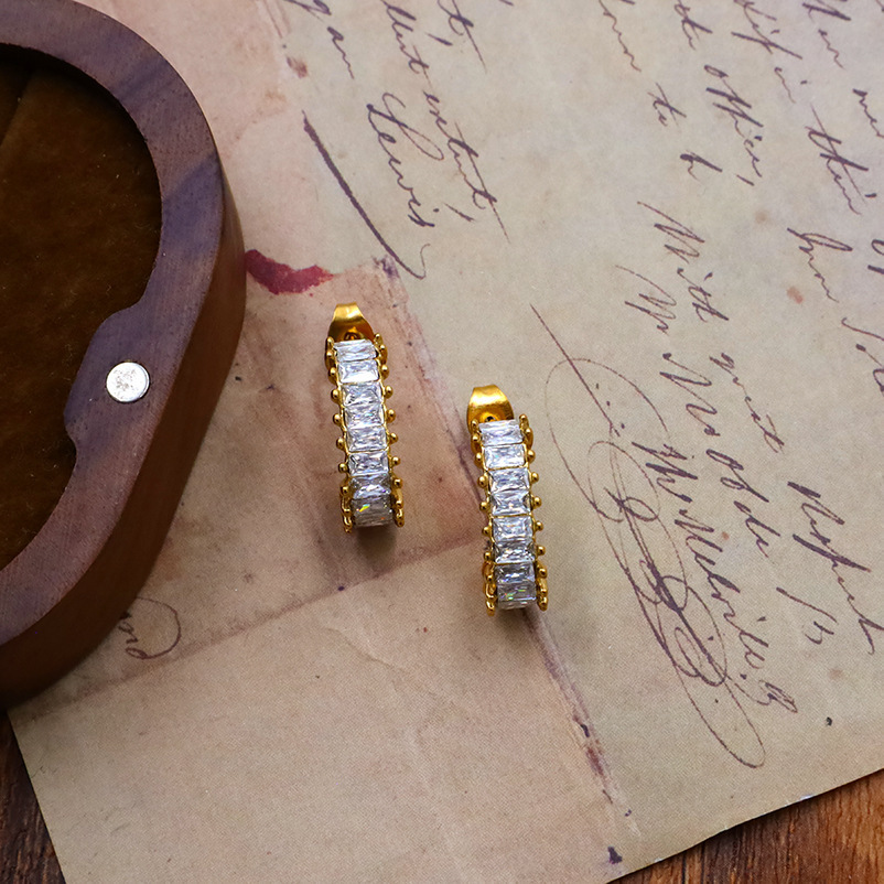 Real Gold Plated Solid Color 304 Stainless Steel Vacation Classic Style Waterproof Non Tarnish Ear Studs