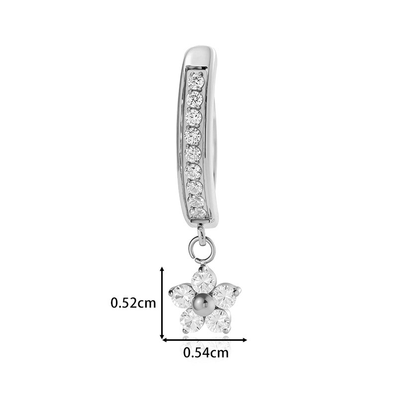 Fashion Titanium Alloy Flower Pendant Belly Button Ring Bohemian Print Design Sense Belly Piercing Jewelry For Women