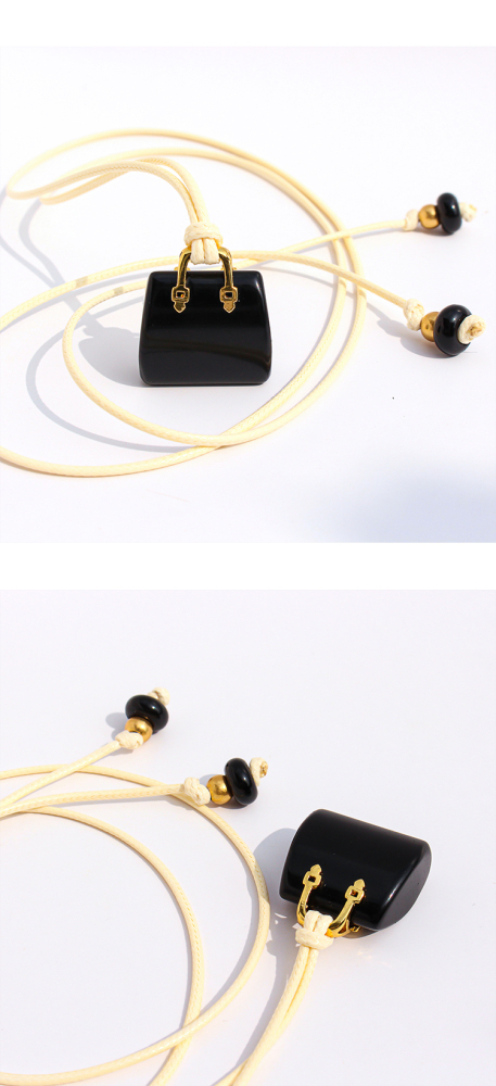 Natural Spotted Tiger Eye Stone Pendant Leather Rope Casual Long Necklace Adjustable Self-tying Sweater Chain Fashionable Ladies Holiday Style Accessories