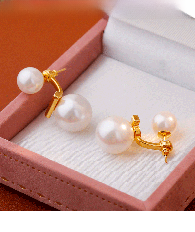 Elegant Two-Way Wear Pearl Stud Earrings Versatile Fashionable Retro French Style Women's Jewelry Accessories