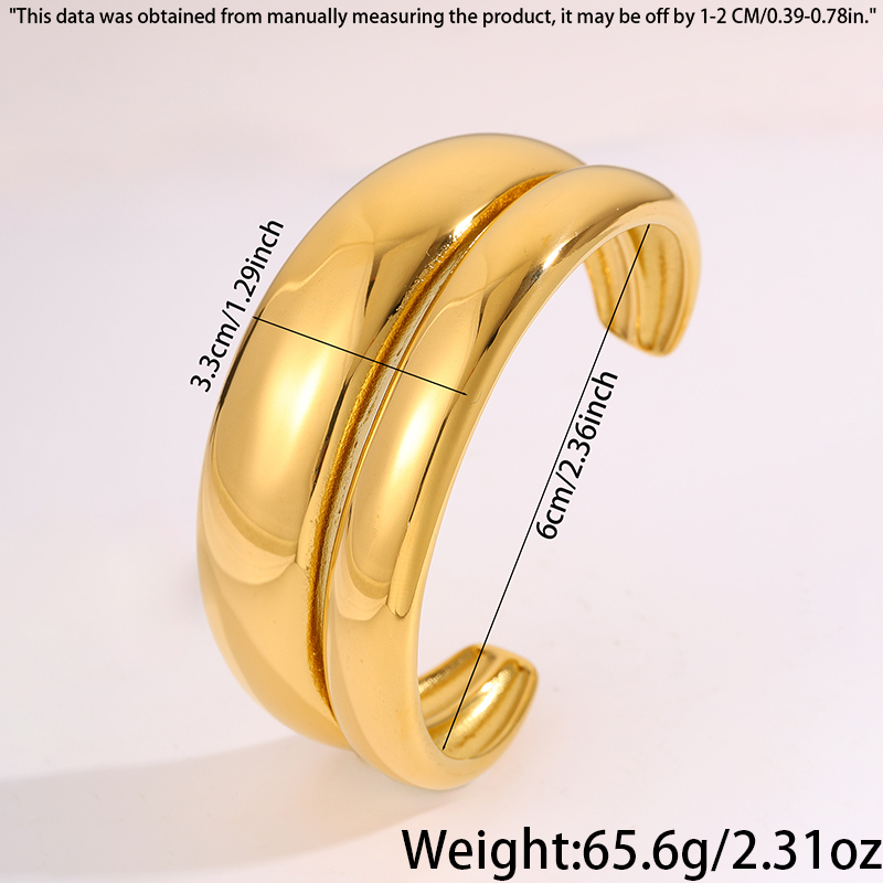 1pcs - Double Color Light Side Stacked Wide Bracelet Set!The Design Is Eye-catching And Classic, With A Metallic Smooth Texture And Gold-silver Contrasting Colors, Showcasing Ingenuity And Elegant Luxury Charm - Paired With Stainless Steel Material