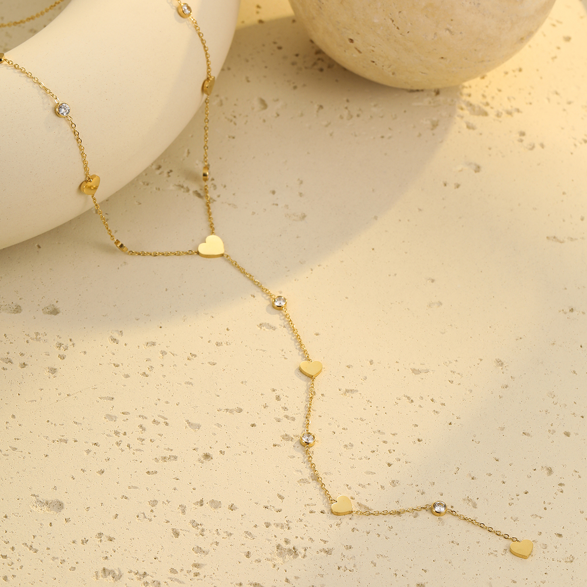 Gold Stainless Steel Waterdrop Y-Shape Tassel Necklace Women's Fashion Accessories Non-Fading Ladies Stylish Jewelry