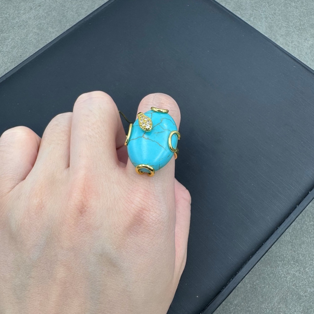 Handmade Turquoise Leaf Embedded Jewelry Set Ethnic Style Necklace Unique Small Audience Accessories Live Broadcast Three-piece Set