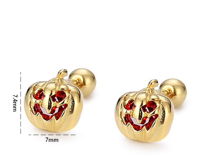 Silver Crystal Halloween Pumpkin Skull Earrings S925 Pure Silver Trendy Personalized New Style Fashion Jewelry Accessories