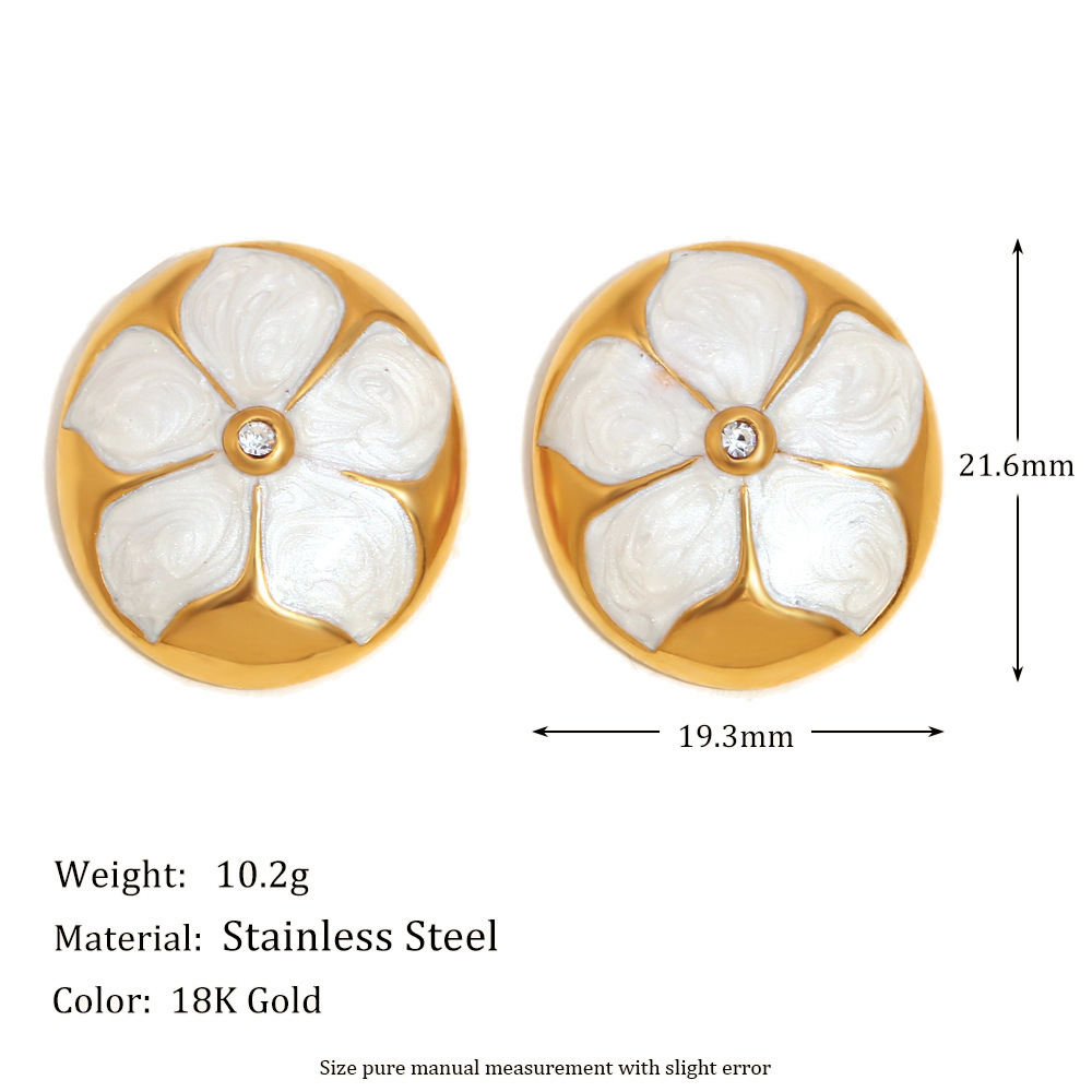 PVD Coated Real Gold Plated Flower 304 Stainless Steel Vacation Classic Style Waterproof Non Tarnish Ear Studs