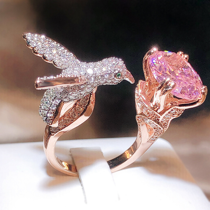 Ins Style Eagle Copper Plating Zircon Open Ring 1 Piece