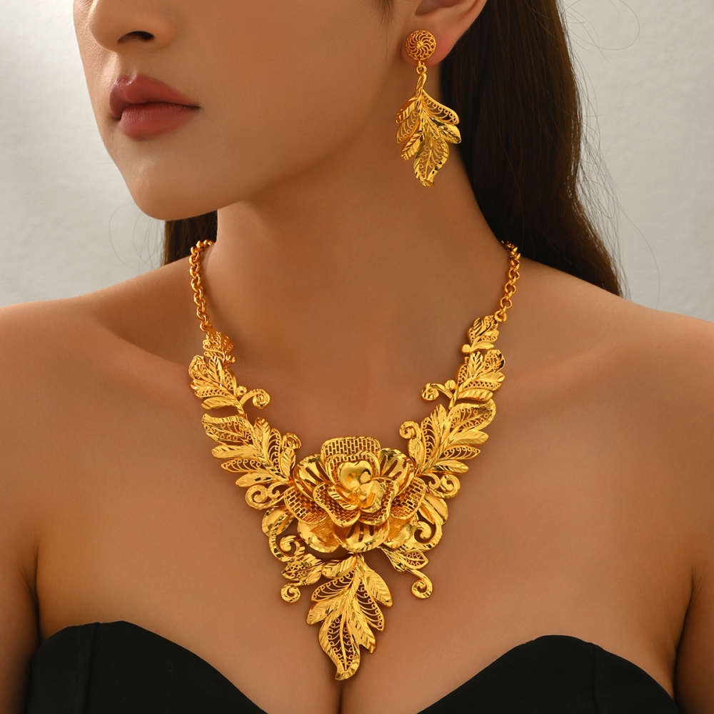 Elegant Long Tassel Necklace Bracelet Earring Set Geometric Block Design For Wedding Dinner Party Suitable Luxury Accessories