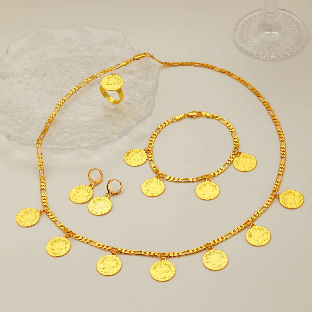 Fashionable Portrait Jewelry Set 5pcs For Daily Party Wedding Holiday Gift Women's Classic Elegant Handmade Chain Accessories