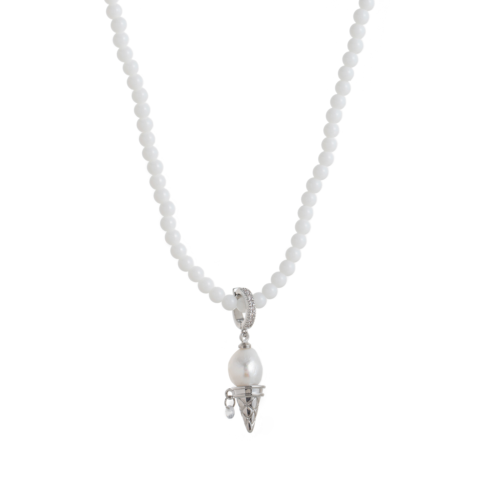 Elegant Pearl Ice Cream Style Necklace For Women Luxury Golden Plated Copper Jewelry Color Retention Choker Fashion Accessory