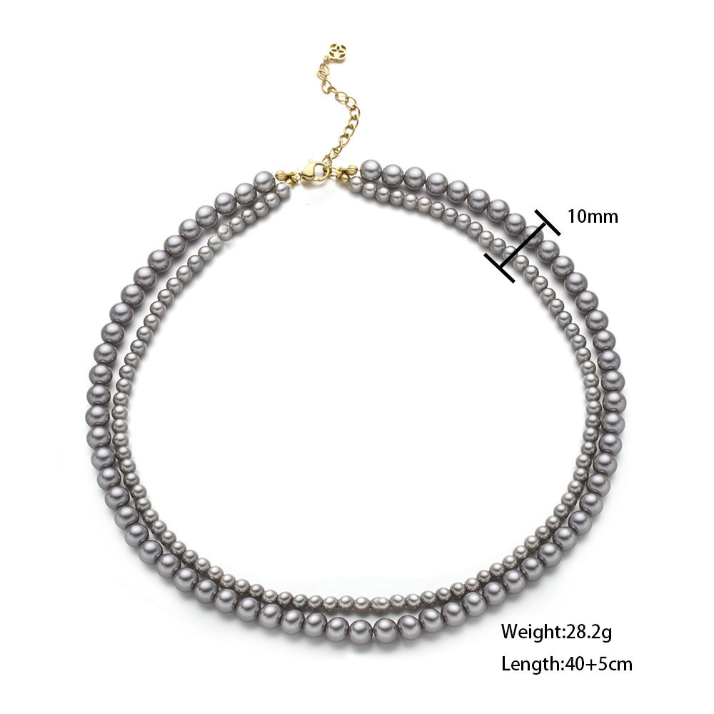 Dark Gray Pearl Necklace Ladies Ultra-Thin Collarbone Chain Fashion U-Shaped Design Gold Plated Jewelry Accessories