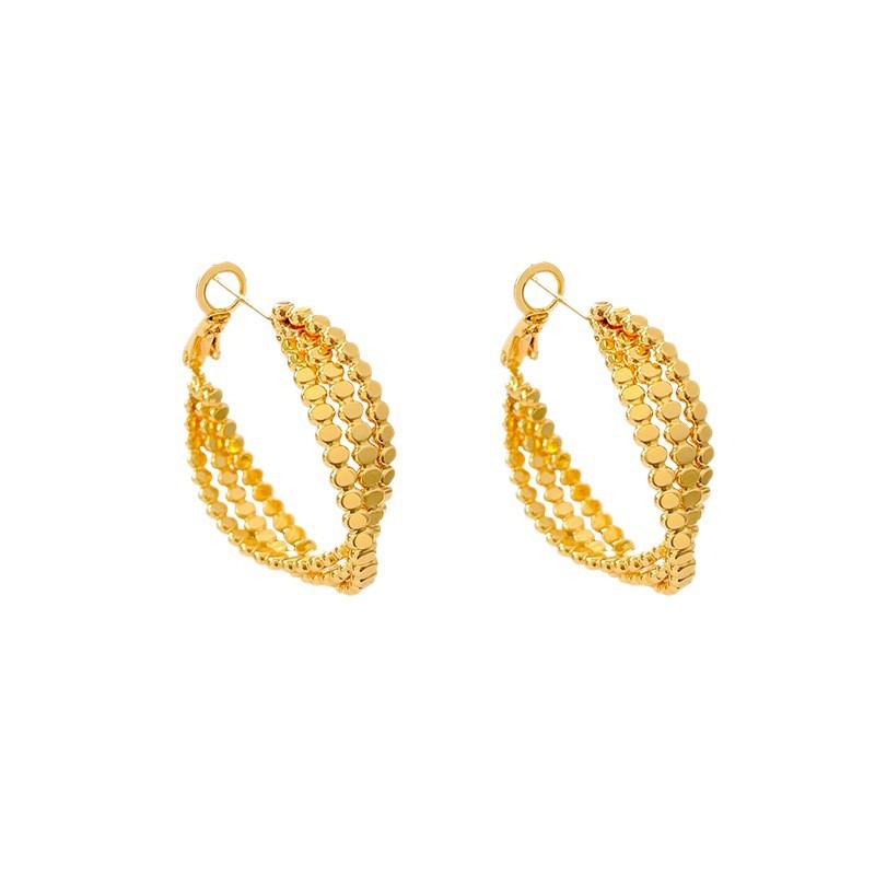Elegant Silver Metal Circle Earrings For Women French Vintage Style Geometric Pattern High-End Luxury Fashion Jewelry Accessories
