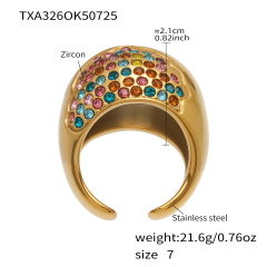 TXA326-Gold Color Zircon Ring-7