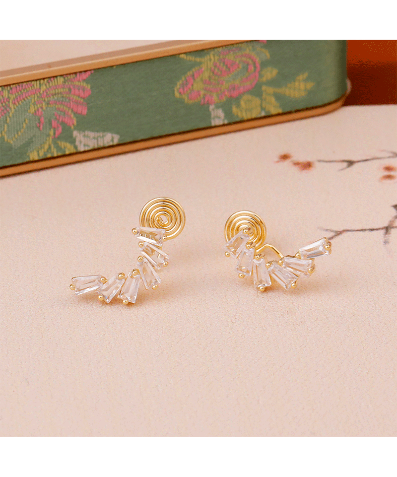 Fashionable Luxury Stone Ear Cuff No Piercing Mosquito Coil Tray Super Shiny High-End Feelings Women's Jewelry Earring