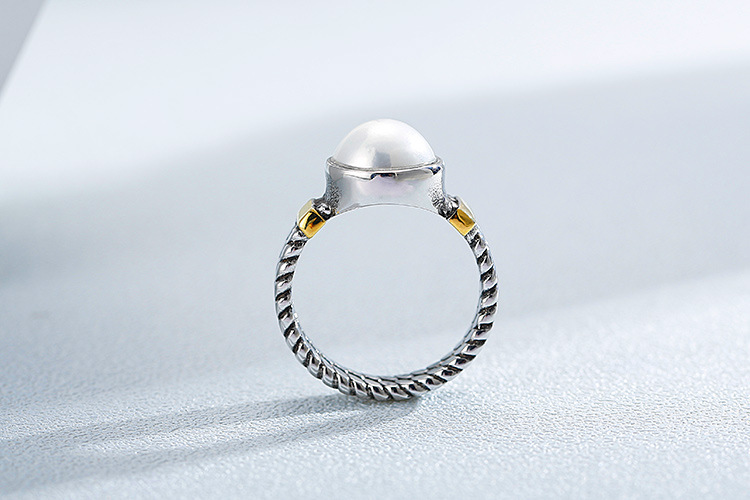 Kalen New Accessories  Sources Europe And America Creative Retro Textured Men And Women Available Titanium Steel Pearl Ring