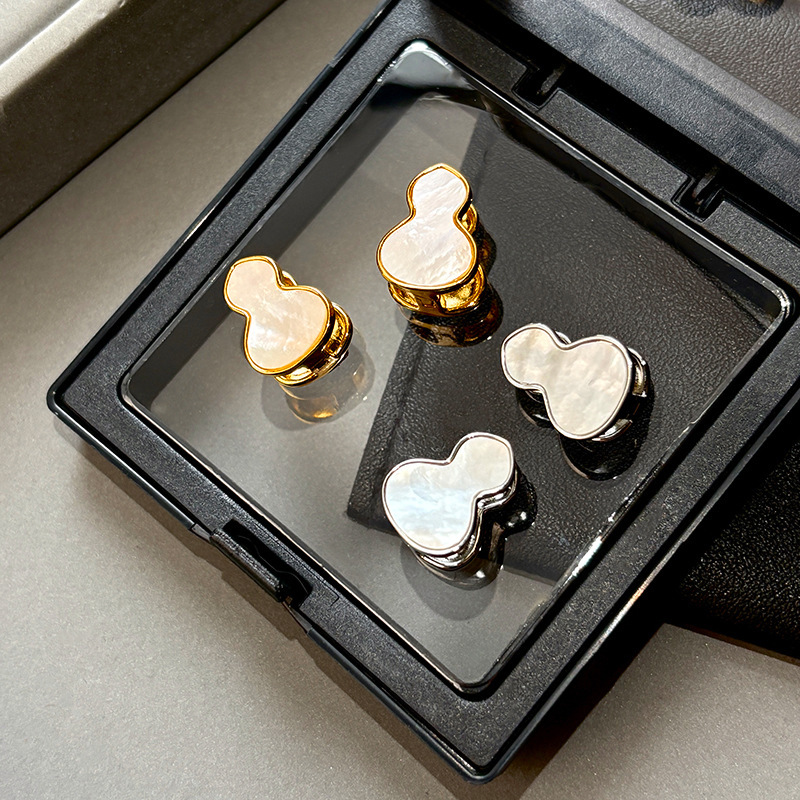 Natural Abalone Double-Sided Gourd Earrings Women Luxury Sub-Group High-End Sensation Earring Buckle Elegant Fashion Jewelry