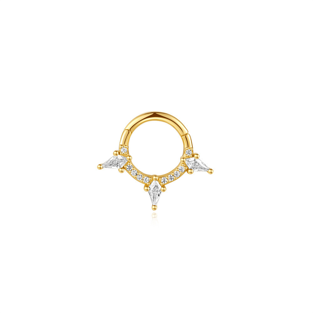 1 Piece Ear Cartilage Rings & Studs Simple Style Geometric 925 Sterling Silver Inlay Zircon Ear Cartilage Rings & Studs Nose Rings & Studs