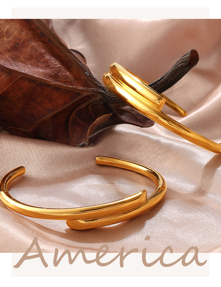 Fashionable Spliced Open Hand Bracelet Stainless Steel Plated 18K Gold Versatile High-End Design Small Niche Design Jewelry