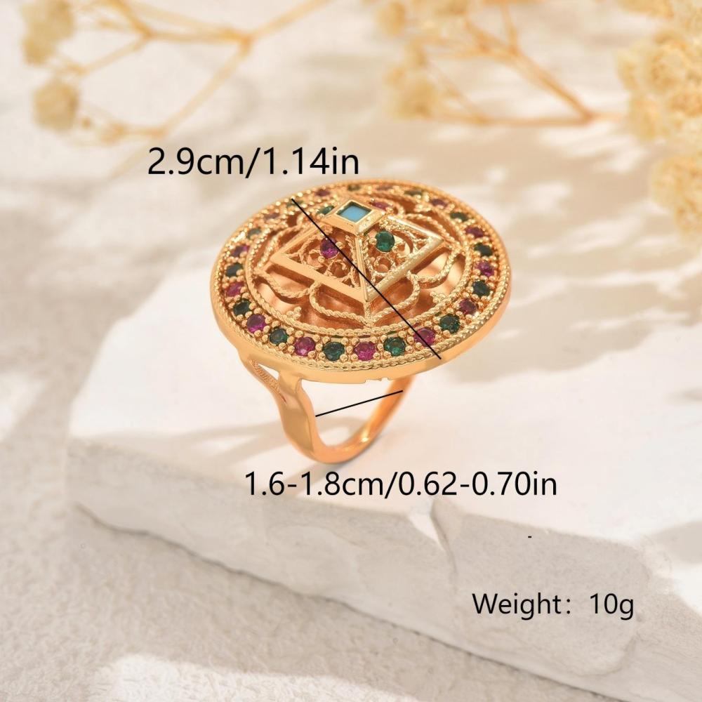 1 Piece Copper Inlaid Zircon Material Vintage Elegant Gorgeous Women's Ring Party Banquet Jewelry Accessories Round Copper Ring