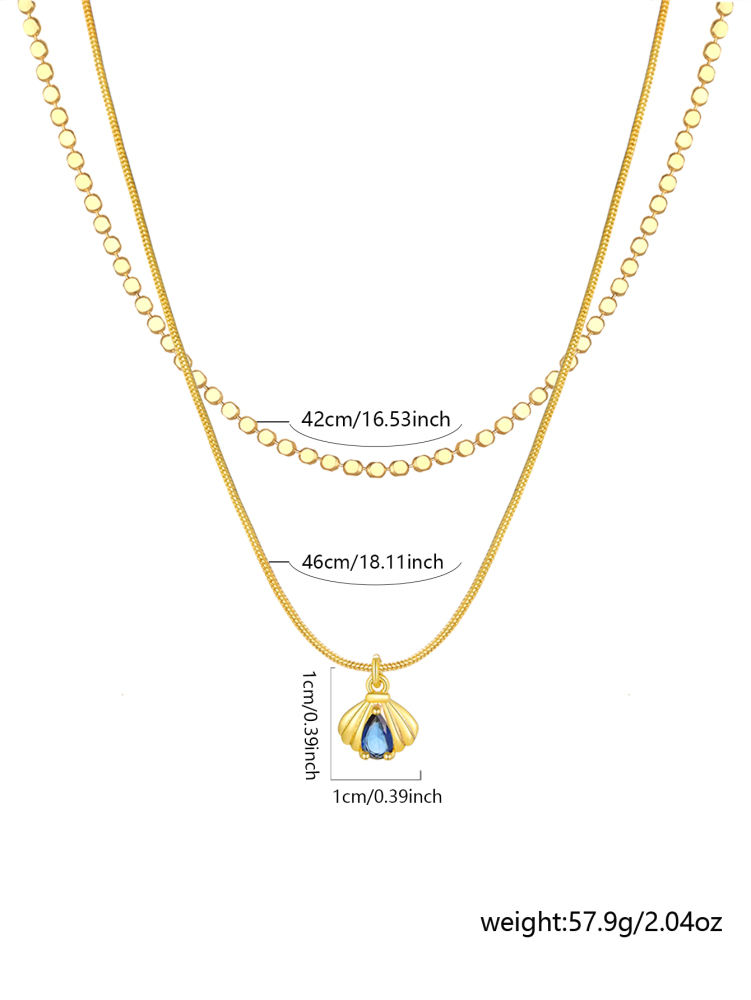 Women's 18K Gold Double Layer Stacked Necklace Set Gift Box Gold Geometric Square Buckle Chain + Micro Pave Diamond Chain French Light Luxury Style Niche Design Choker Exquisite Versatile Accessories