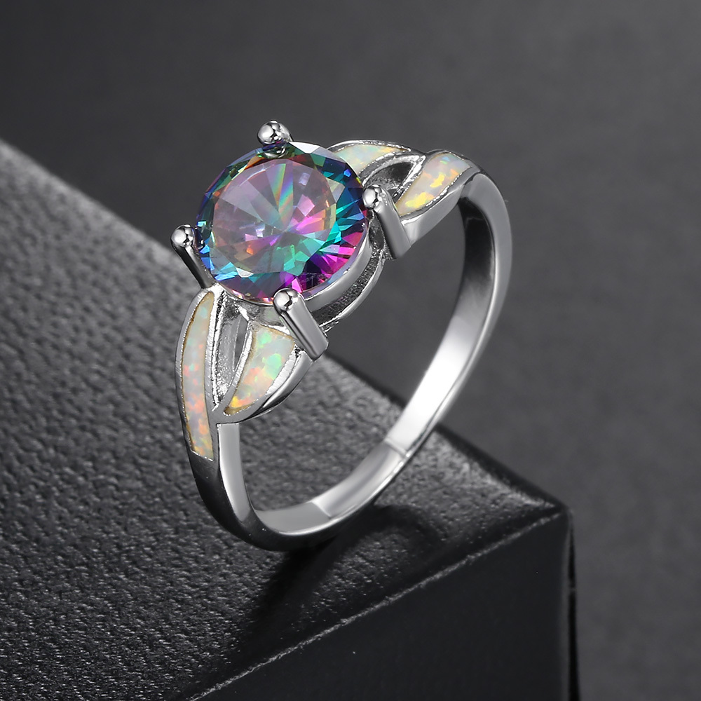 Simple Style Shiny Geometric Copper Inlay Opal Zircon Women's Rings