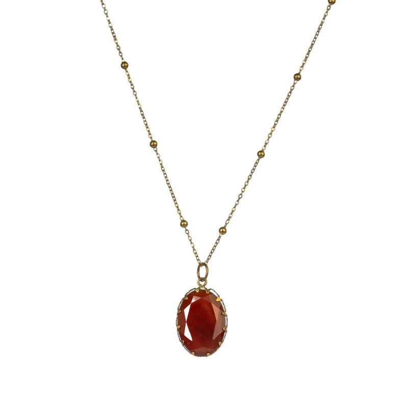 Luxury Handmade Natural Stone Gold Plated Stainless Steel 14K Necklace Ladies Casual Elegant Ins Style Jewelry Accessories