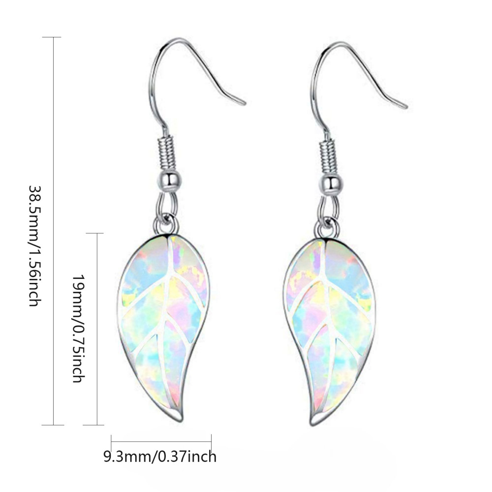 Oceanic Leaf Opal Earrings TikTok Trendy Beach Girl Sweet Style Geometric Pattern Copper Jewelry Accessories For Women