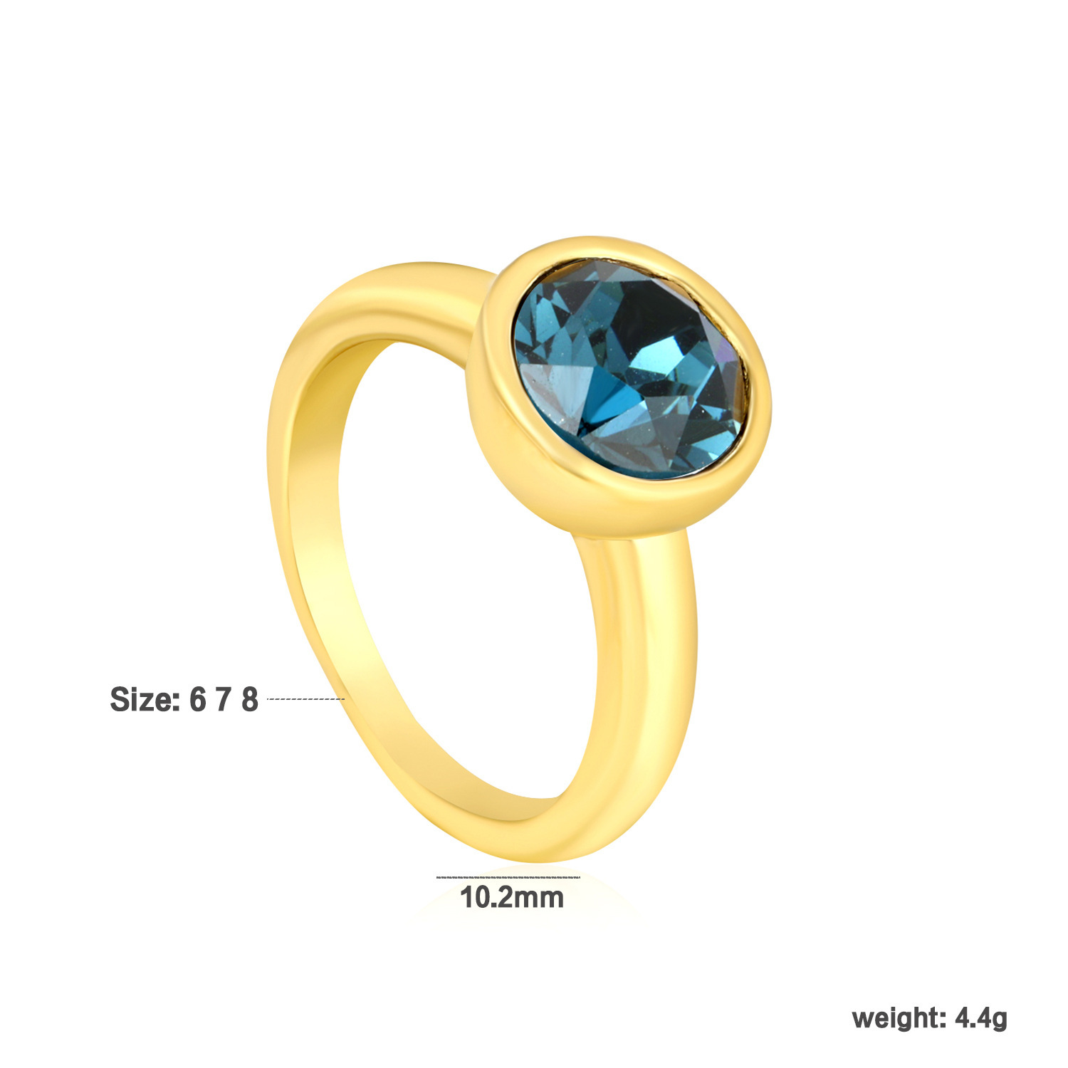 Vintage Green Emerald Round Diamond Ring Stainless Steel 18K Gold Plated Single Ring Jewelry Vintage Style Women's Artistic Style