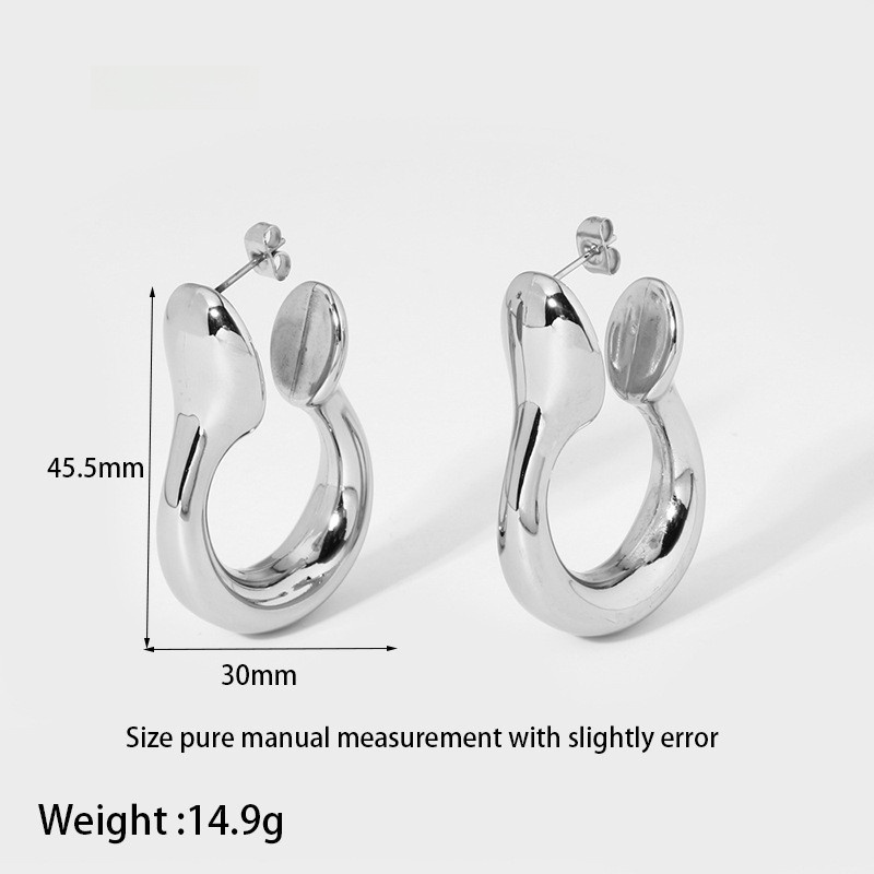 Fashionable Geometric Stainless Steel Hoop Earrings Unusual U-Shaped Waterproof Women's Jewelry Accessories Ins Style Gold Plated