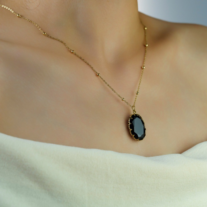 Luxury Handmade Natural Stone Gold Plated Stainless Steel 14K Necklace Ladies Casual Elegant Ins Style Jewelry Accessories