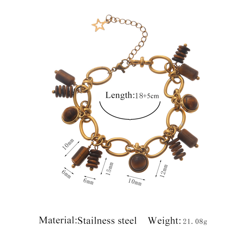 Luxurious 304 Stainless Steel Necklace Bracelet Set Geometric Pattern Handmade Bamboo Saturn Craft Couple Jewelry Accessories Modern Style Simple Style