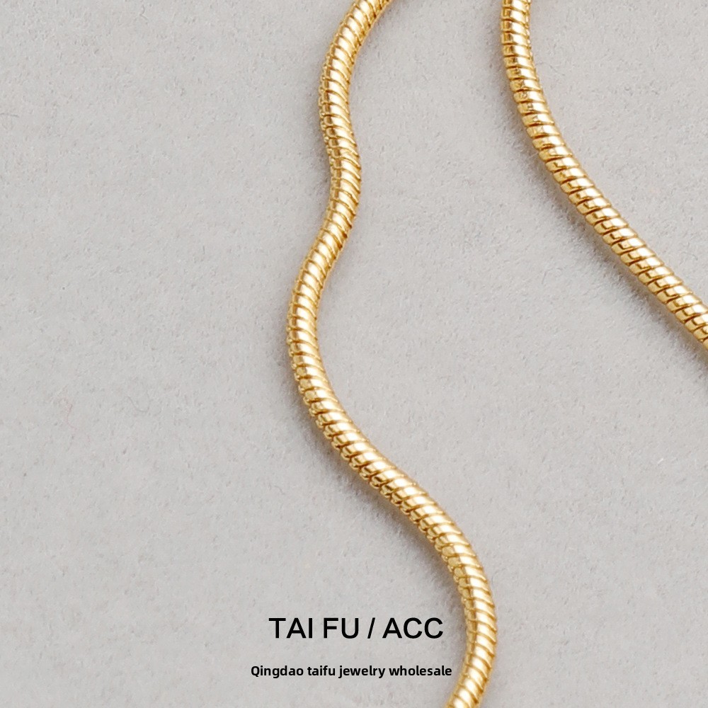 Elegant Snake Bone Chain Necklace Gold Plated Brass Versatile Long Sweater Chain For Women Fashionable OL Style Alloy Jewelry