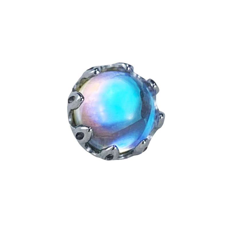 G23 Titanium Alloy Flat Bottom Moonstone Ear Studs Lip Tunnels Buried Nuts Body Piercing Jewelry Unisex Fashion Accessories