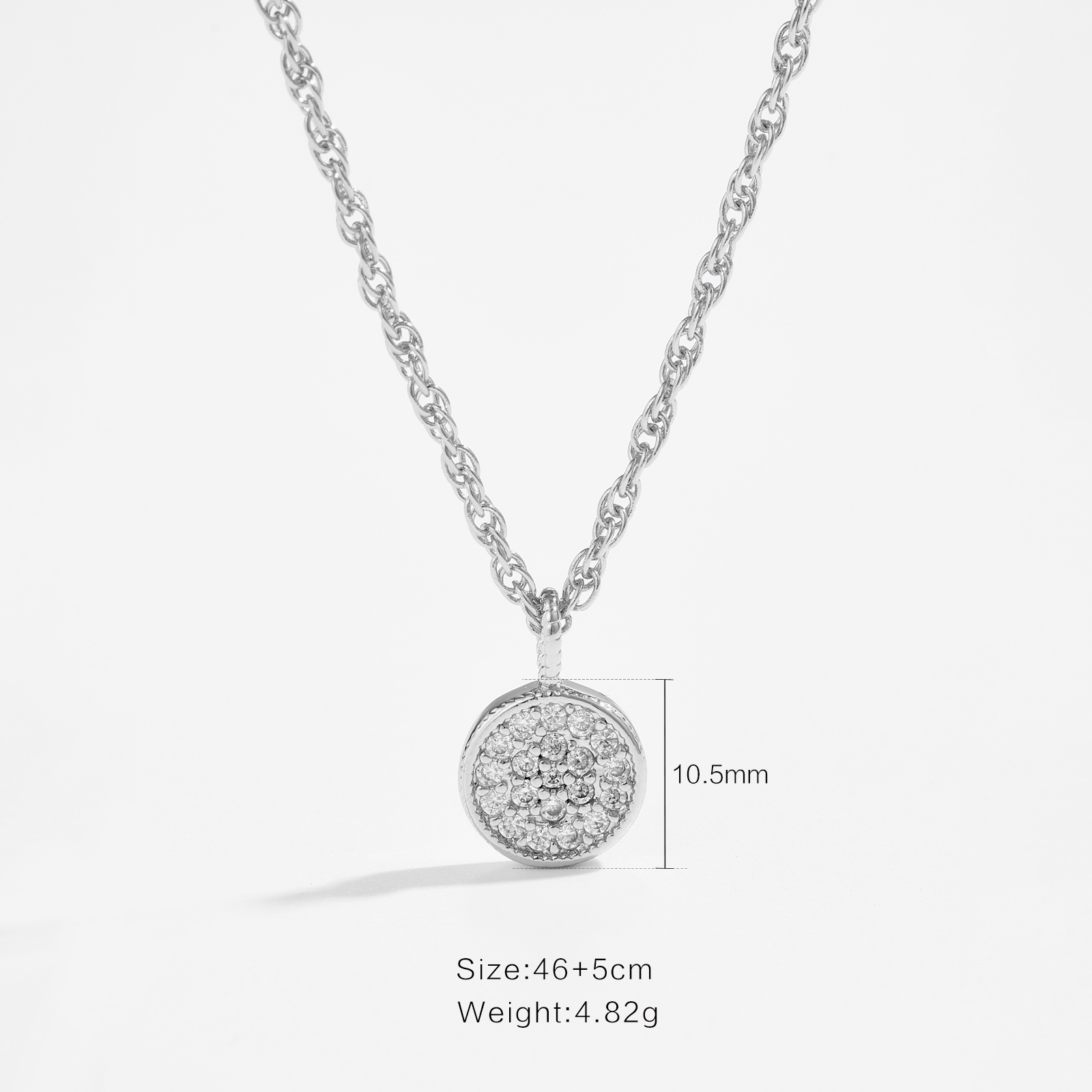 Fashionable Gold Plated Round Pendant Necklace For Women Casual Classic Style Lobster Clasp Pure Color Copper Cable Chain