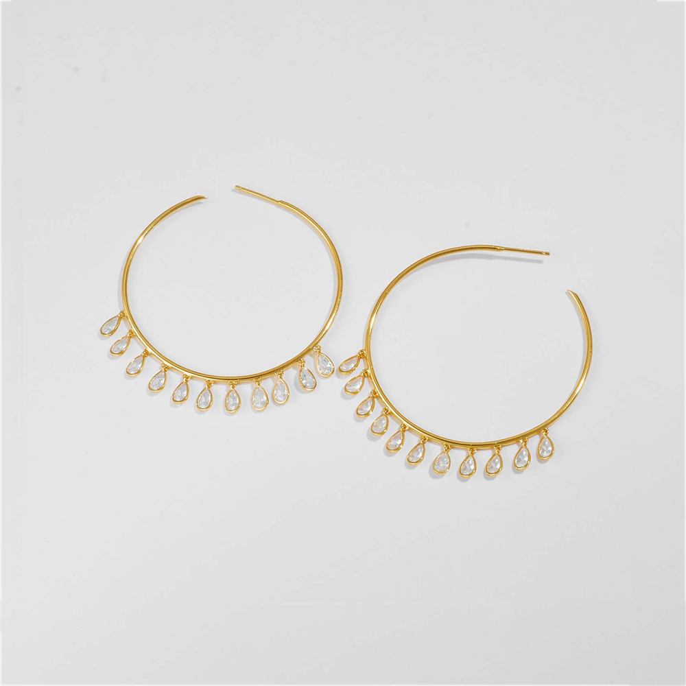 1 Pair Simple Style Classic Style Geometric Plating 925 Sterling Silver Zircon Electroplating 18K Gold Plated 18K Real Gold Plated White Gold Plated Women's Drop Earrings