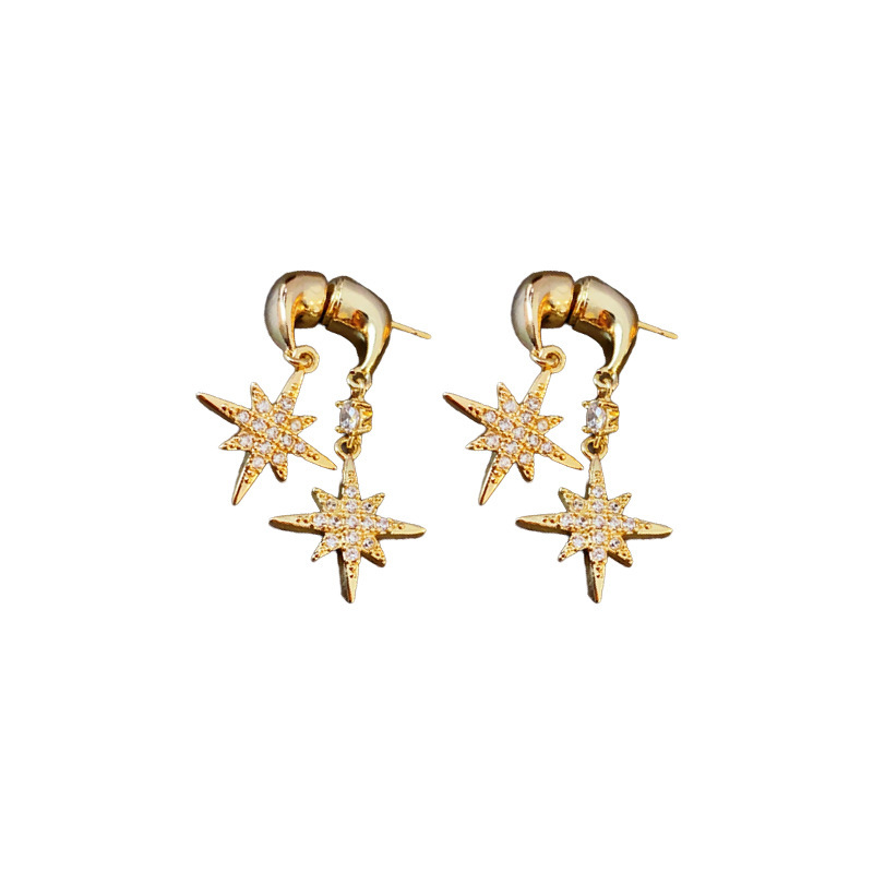 1 Pair Simple Style Classic Style Star Plating Copper Drop Earrings