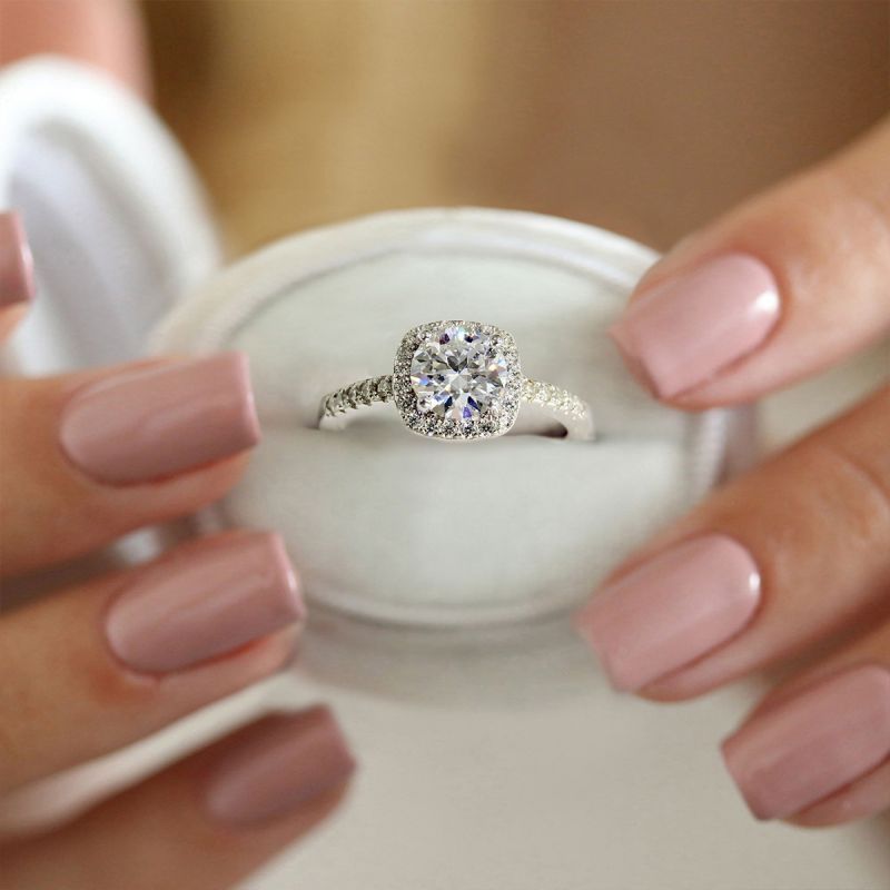 Moissanite 925 Sterling Silver Rings Bag Square Long-Lasting Plated White Gold Plated Rings