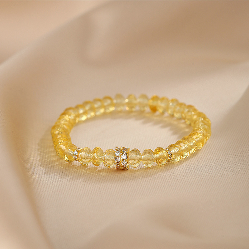 Flashy Yellow Crystal Bracelet Women's Waist Slimming Zircon Accessories Facet Abacus Crystal Bracelet Luxury Beaded Hand Jewelry