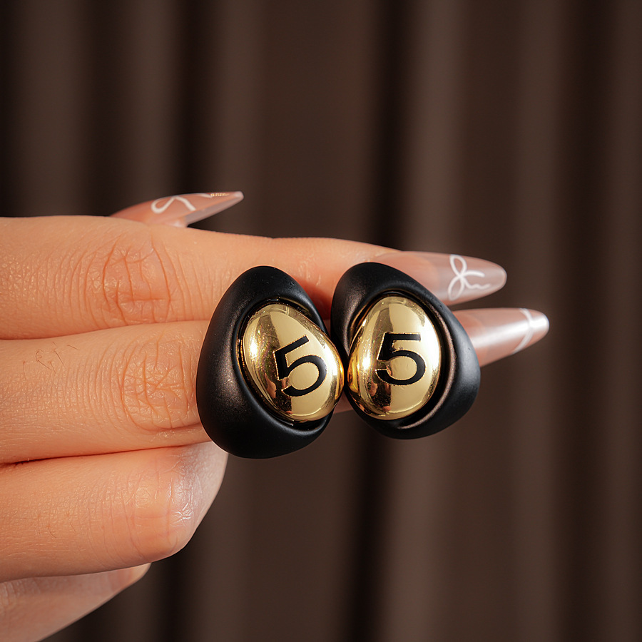 Gold Plated Digital Drop Earrings Vintage Versatile Fashionable Women's Stud Earrings Letter/Text Pattern Waterdrop Design