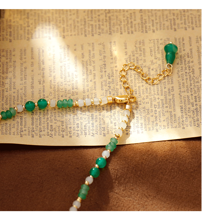 New Chinese Style Jade Agate Gourd Necklace Trendy Court Atmosphere Versatile Accessories Geometric Pattern Handmade Plating Women