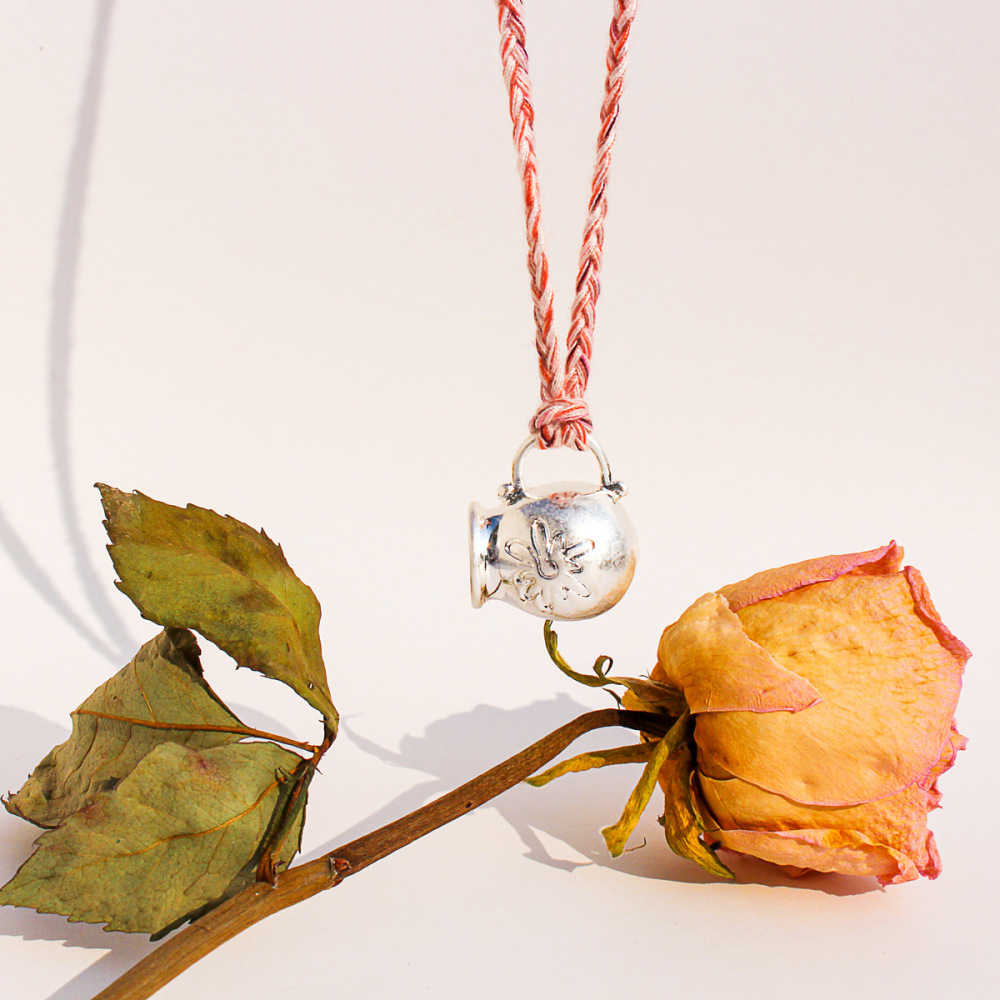 Long Handmade Woven Necklace Summer Vacation Accessories Milk Canister Flower Pink Thread Geometric Pattern Design Women's Jewelry